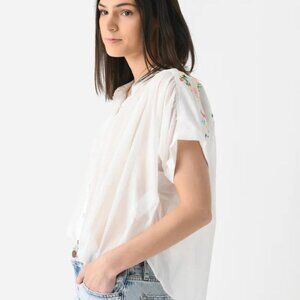 MOTHER Gather It Up Top Blouse in Lime and coconut Brand New